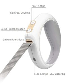 Hundeleine mit Taschenlampe LED, Taschenlampe-Hundeleine, Hundeleine mit integrierter Taschenlampe, GO Bluetooth smart leash